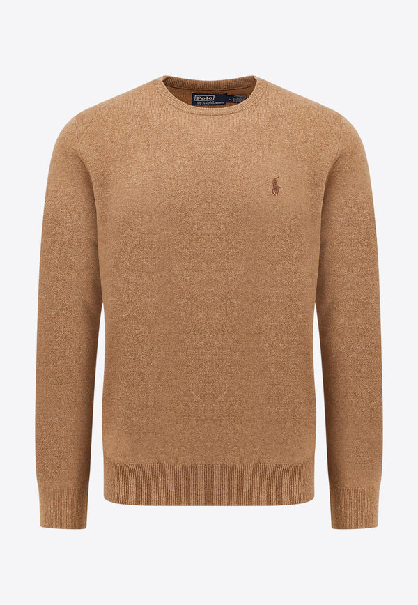 Polo Ralph Lauren Embroidered Logo Wool Sweater Beige 710974148005_LATTE BROWN HEATHER_29845268