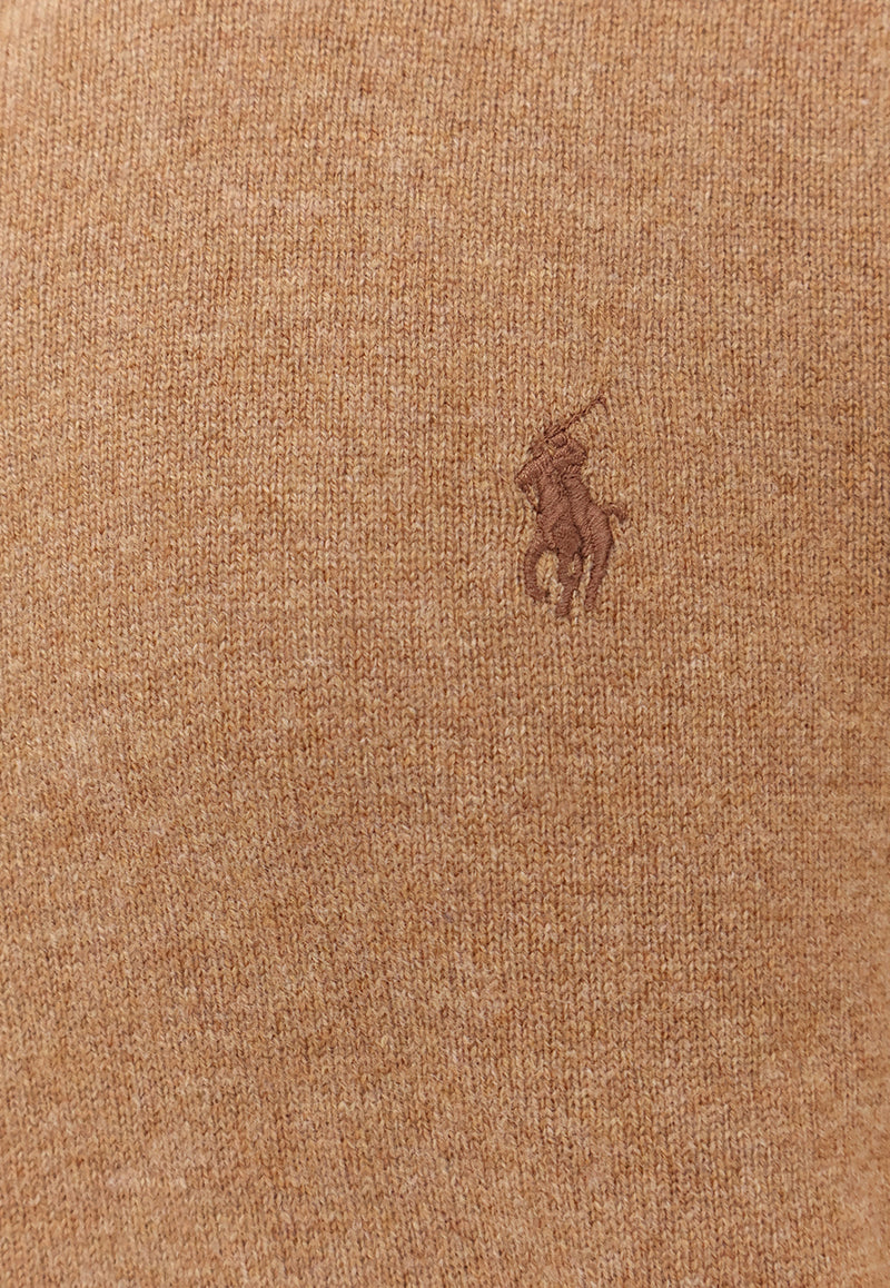 Polo Ralph Lauren Embroidered Logo Wool Sweater Beige 710974148005_LATTE BROWN HEATHER_29845268