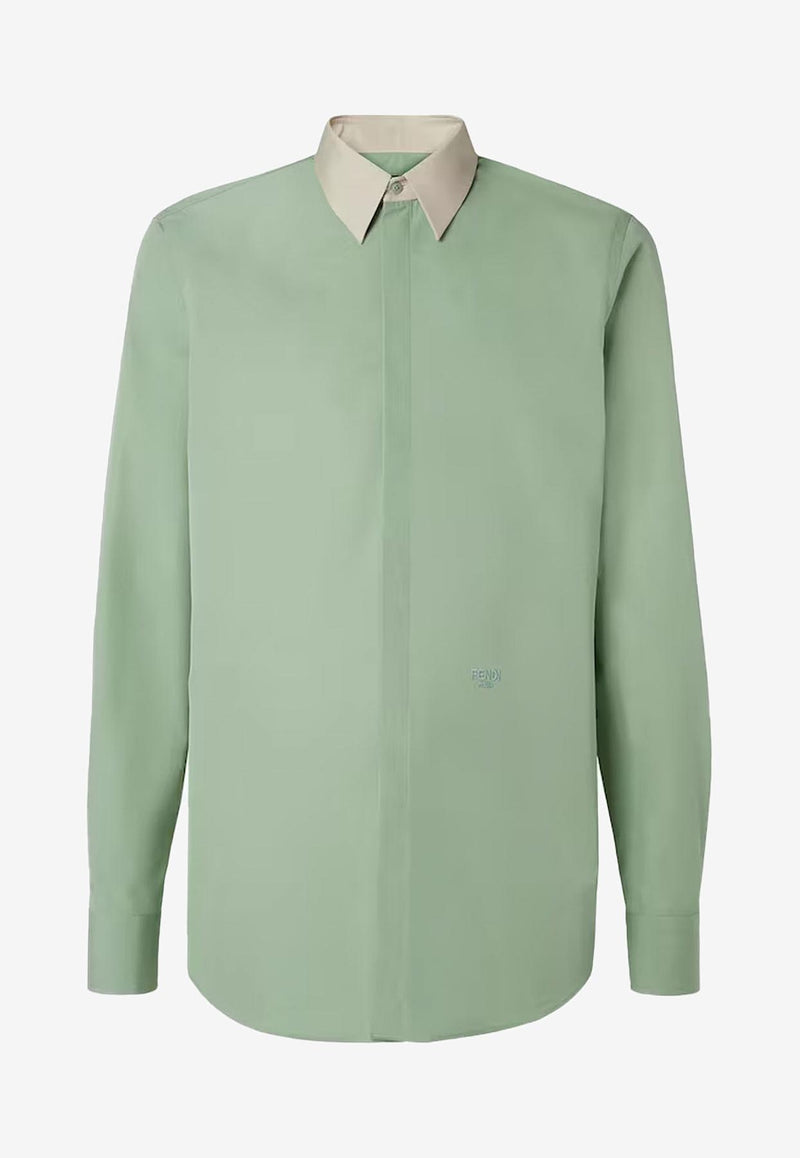 Fendi Essential Long-Sleeved Shirt Green FS0585AVK9F1D36_SCORPIO_29851605