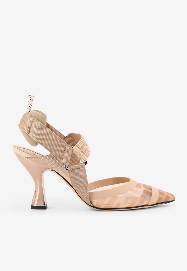 Fendi Colibrì 85 FF Mesh Slingback Pumps Pink 8J6851A8UGF19MN_ROSE ROSE+NUDO_29849803