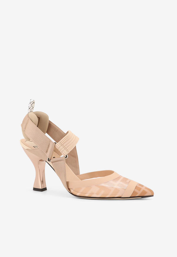 Fendi Colibrì 85 FF Mesh Slingback Pumps Pink 8J6851A8UGF19MN_ROSE ROSE+NUDO_29849803