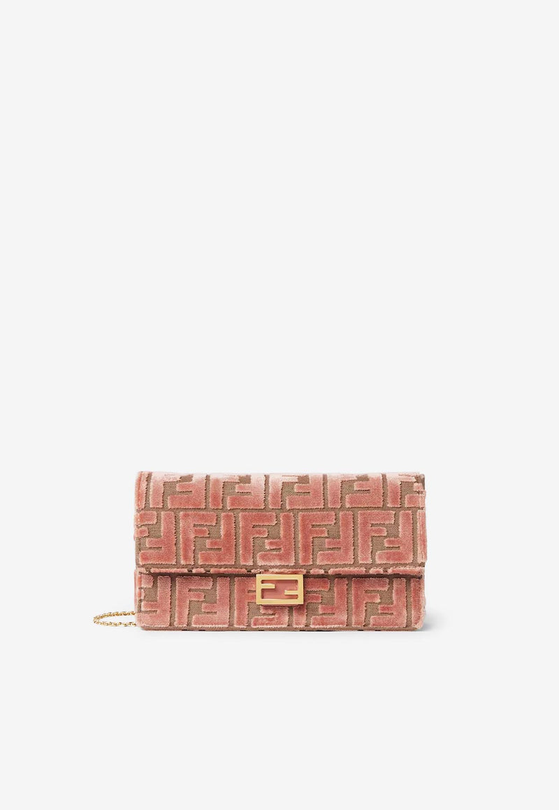 Fendi Baguette FF Jacquard Velvet Chain Clutch Pink 8M0498AT14F13VM_MACARON+OS_29853012