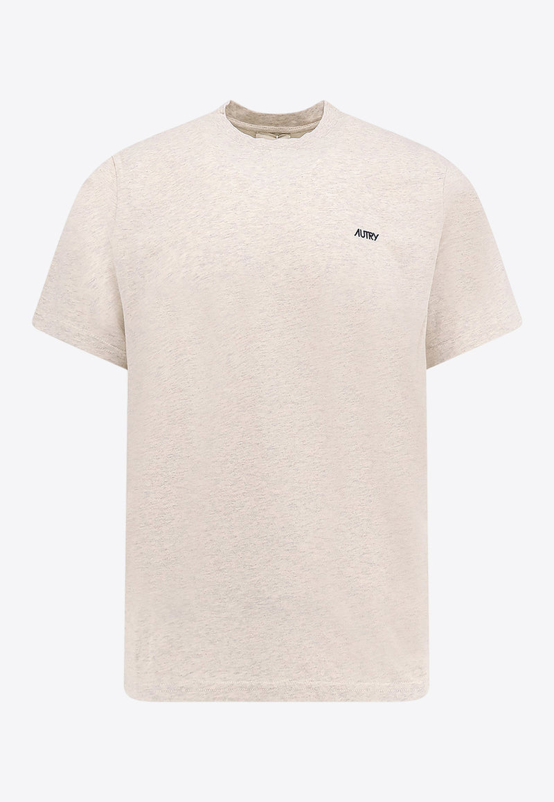 Autry Logo-Embroidered Short-Sleeved T-shirt TSPMA7CMCOTTON MELANGE_Grey_29840423