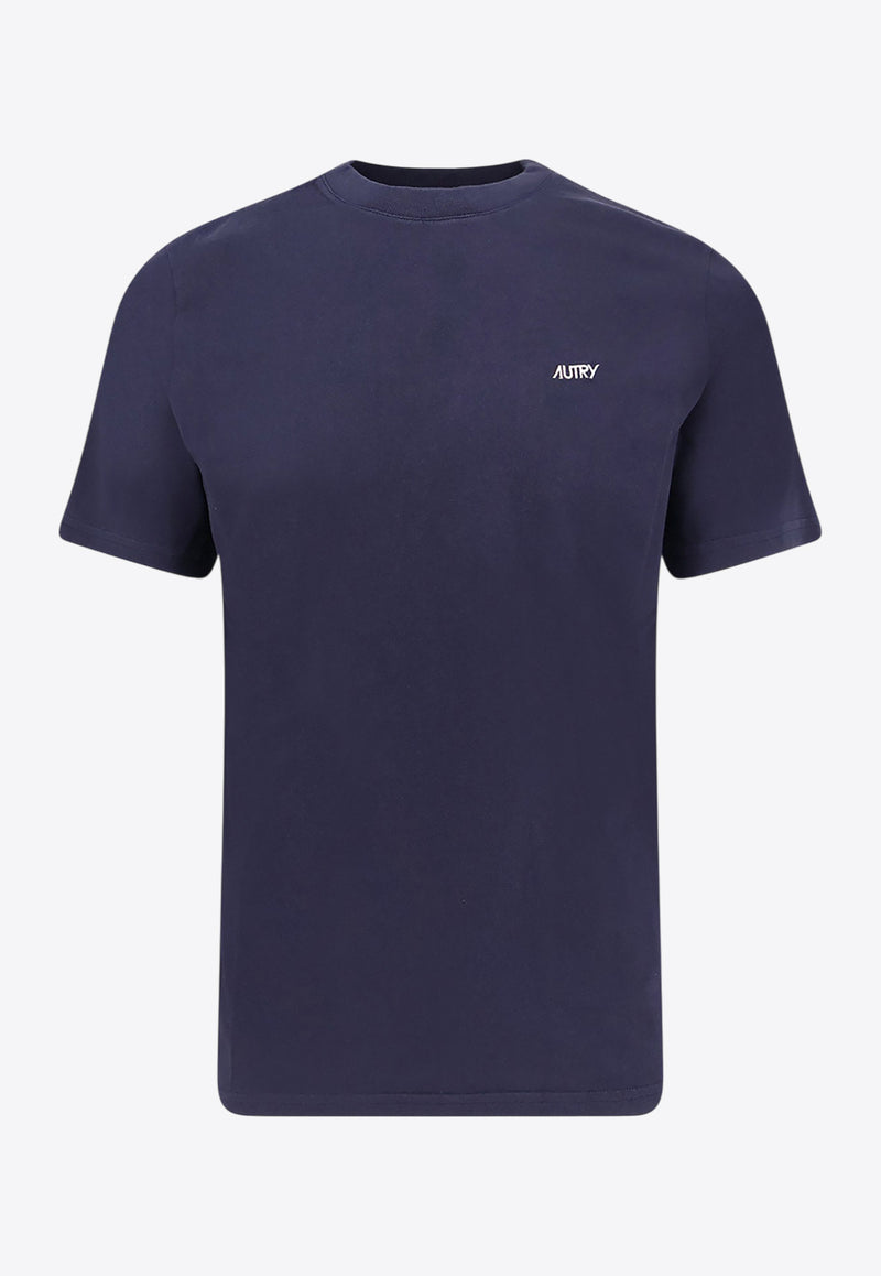Autry Logo-Embroidered Short-Sleeved T-shirt TSPMA7CBCOTTON BLUE_Blue_29847849