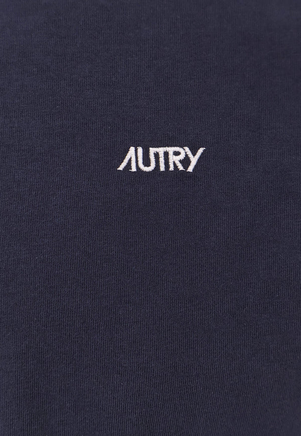 Autry Logo-Embroidered Short-Sleeved T-shirt TSPMA7CBCOTTON BLUE_Blue_29847849