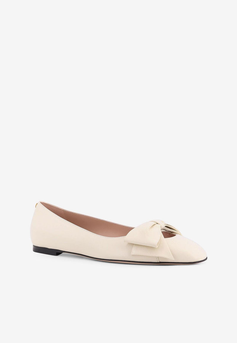 Valentino Bowow Leather Ballet Flats Ivory 7W2S0MS0DDT098_White_29844923