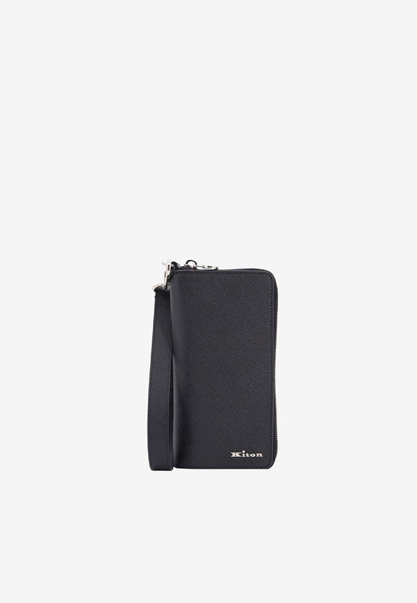 Kiton Ciro Paone Logo Lettering Leather Phone Holder Black UPEA018N0126901NERO_Black_29846685