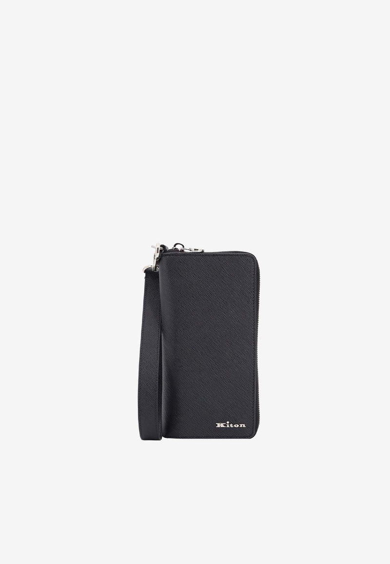 Kiton Ciro Paone Logo Lettering Leather Phone Holder Black UPEA018N0126901NERO_Black_29846685