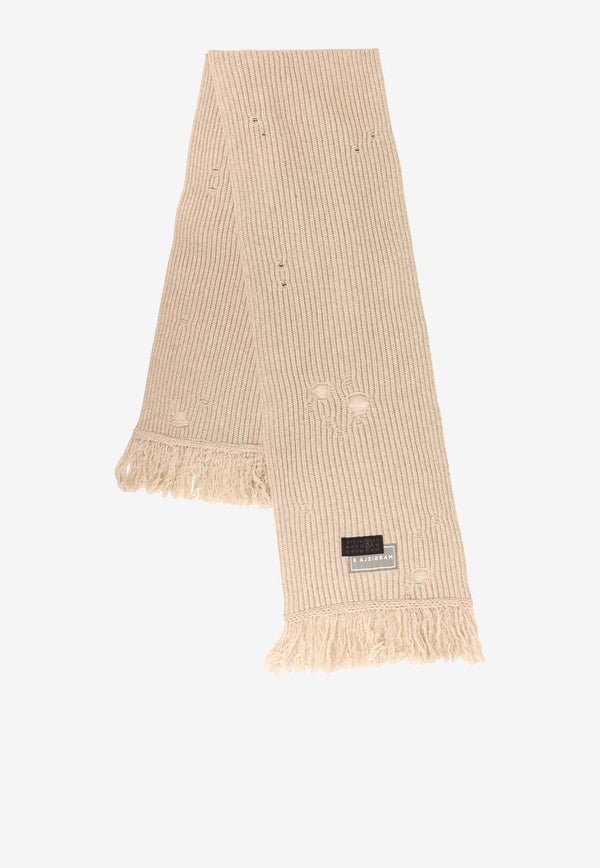 MM6 Maison Margiela Numeric Distressed-Effect Scarf Beige S52TE0056M13138806M_Beige_29843477