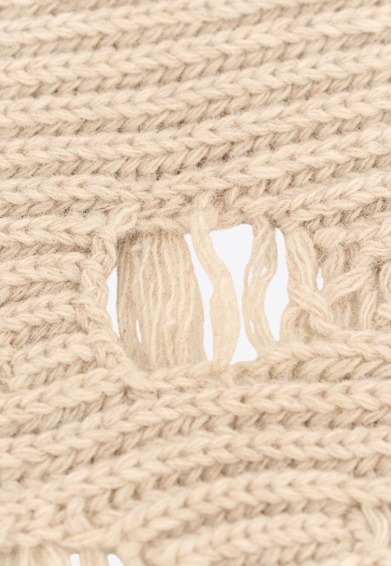 MM6 Maison Margiela Numeric Distressed-Effect Scarf Beige S52TE0056M13138806M_Beige_29843477