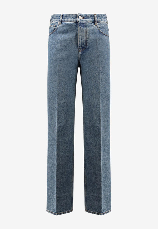 Valentino Logo Patch Straight-Leg Jeans Denim 7V3DE04QB0W558_Medium blue denim_29843303