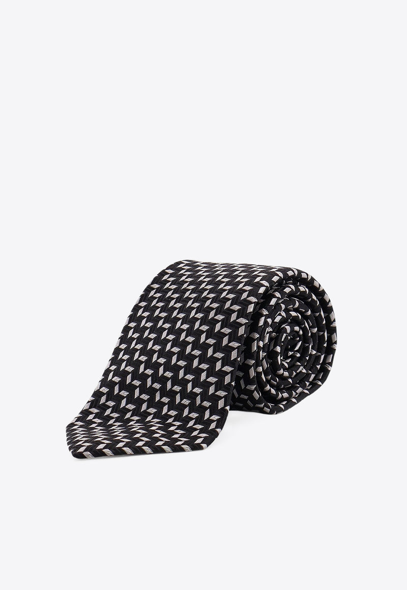 Giorgio Armani Jacquard Pattern Silk Tie Black GM000800TE16576FC027_Black_29845834