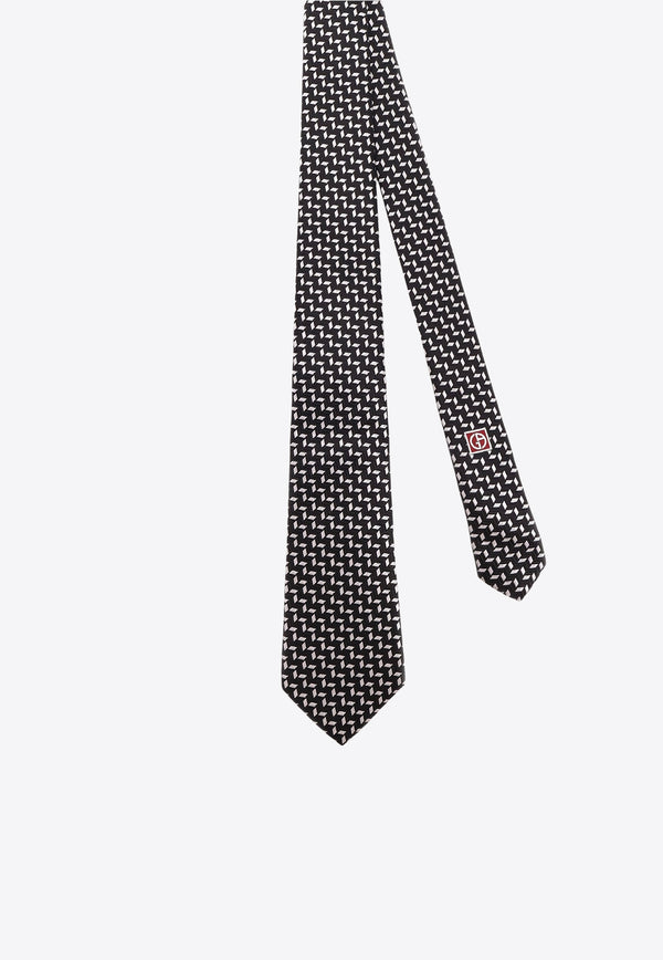 Giorgio Armani Jacquard Pattern Silk Tie Black GM000800TE16576FC027_Black_29845834