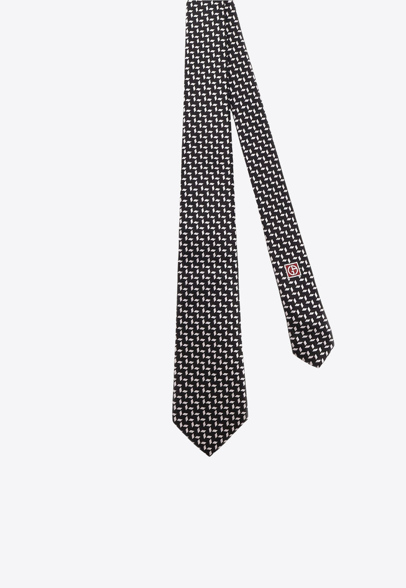 Giorgio Armani Jacquard Pattern Silk Tie Black GM000800TE16576FC027_Black_29845834