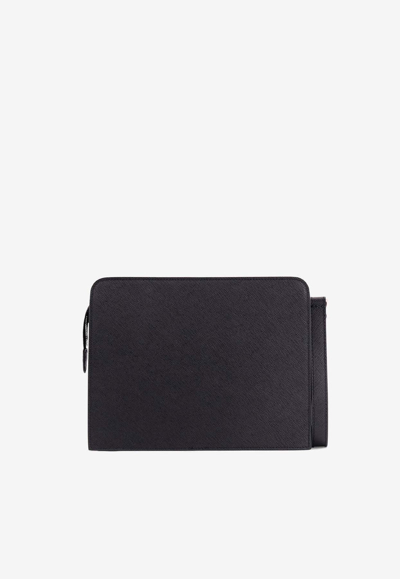 Kiton Ciro Paone Logo Lettering Leather Clutch Black UBA0010N0126901NERO_Black_29843115