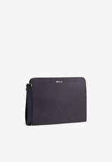 Kiton Ciro Paone Logo Lettering Leather Clutch Black UBA0010N0126901NERO_Black_29843115