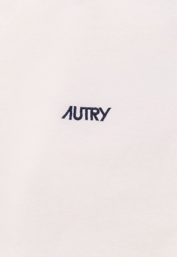 Autry Logo-Embroidered Short-Sleeved T-shirt TSPMA7CWCOTTON WHITE_White_29846837