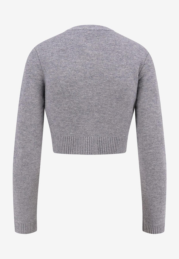 Self-Portrait Wool-Blend Cropped Cardigan Gray AW25018CAGRGREY_Grey_29841594