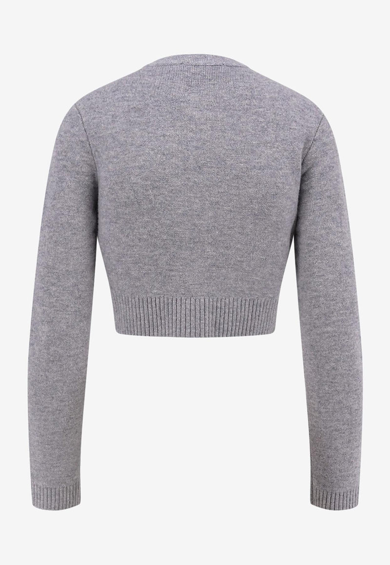 Self-Portrait Wool-Blend Cropped Cardigan Gray AW25018CAGRGREY_Grey_29841594