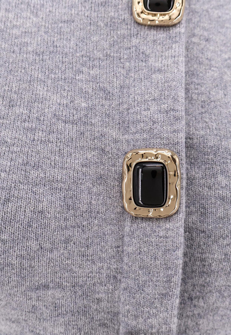 Self-Portrait Wool-Blend Cropped Cardigan Gray AW25018CAGRGREY_Grey_29841594