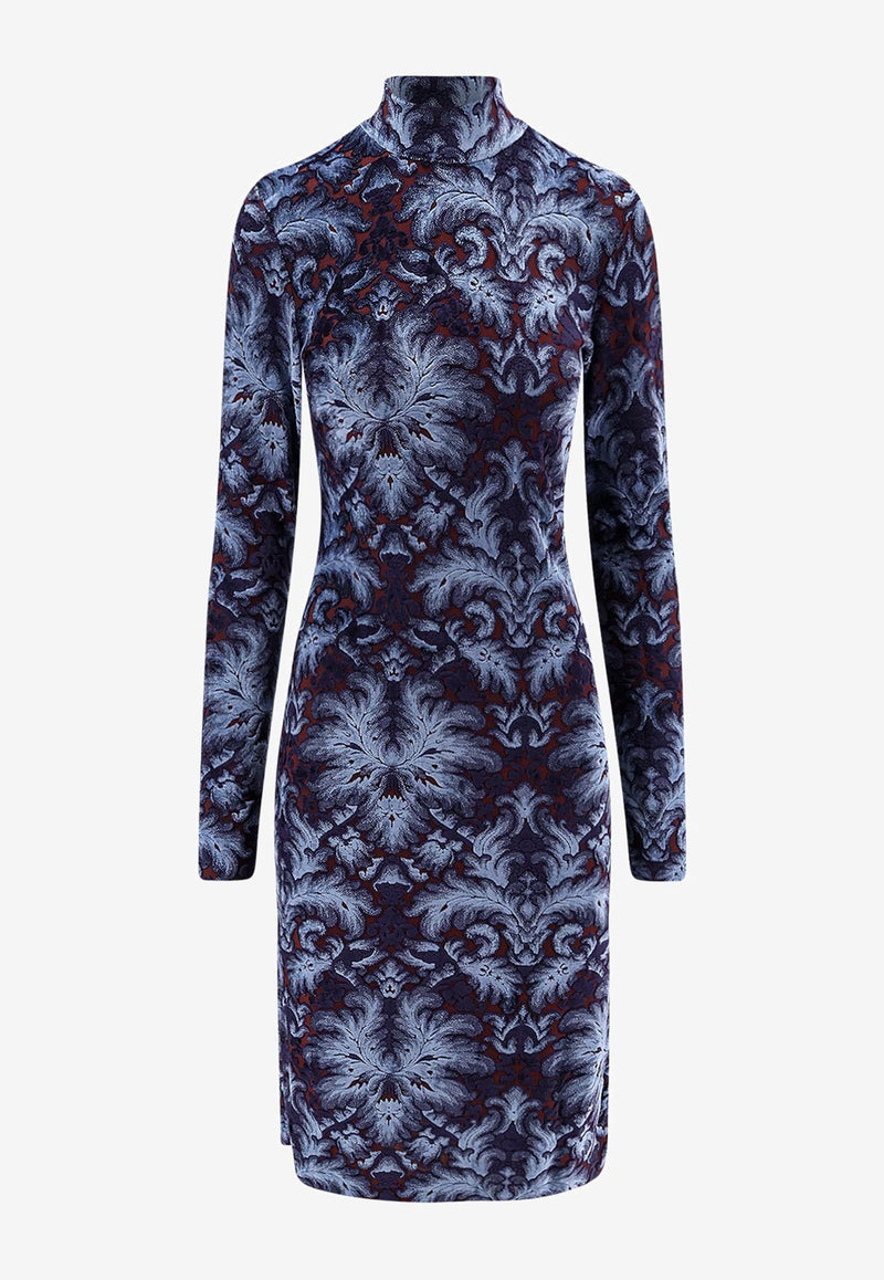 Etro All-Over Pattern High-Neck Midi Dress Blue WRHA023799JJD10S9883_Clear Blue_29845562