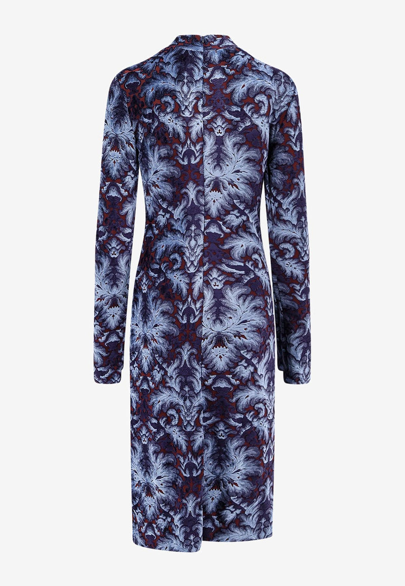 Etro All-Over Pattern High-Neck Midi Dress Blue WRHA023799JJD10S9883_Clear Blue_29845562