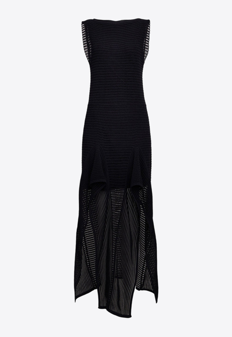 Alaïa Ruffled Knit Midi Dress Black AA9R2709K074B995_NOIR ALAIA_29838115
