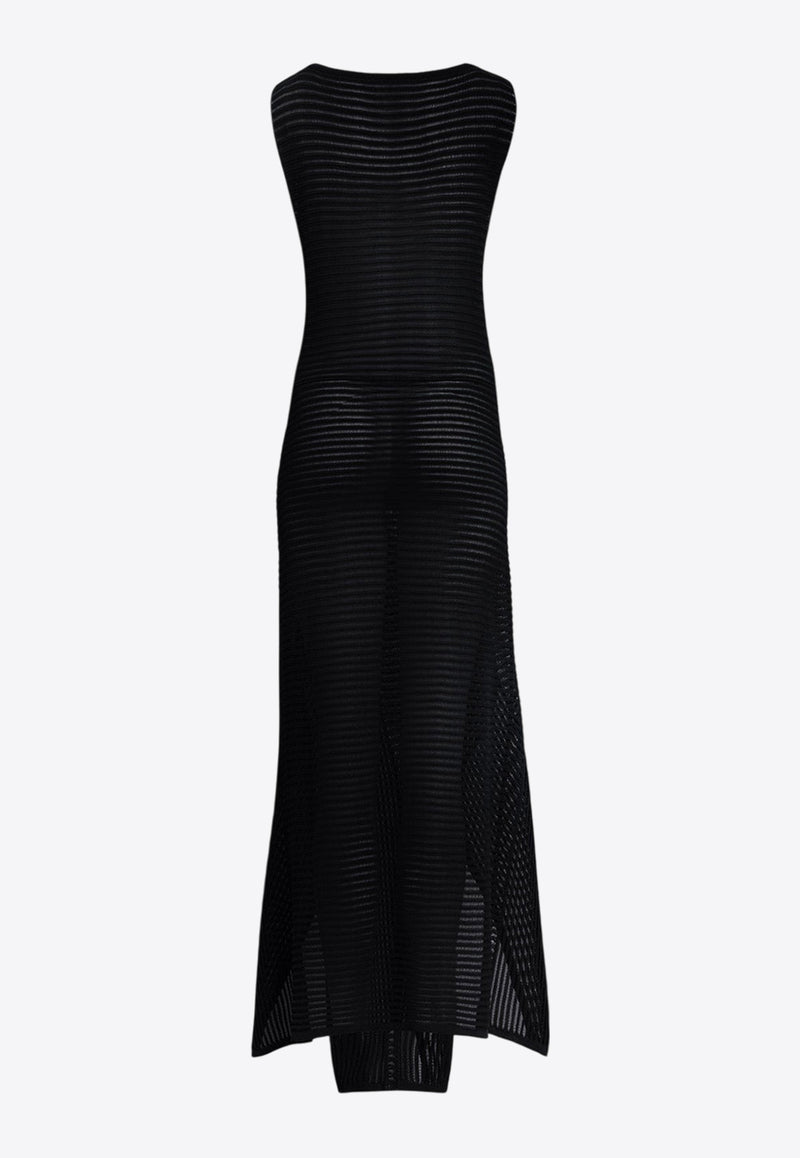 Alaïa Ruffled Knit Midi Dress Black AA9R2709K074B995_NOIR ALAIA_29838115