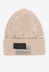 MM6 Maison Margiela Numeric Distressed Wool Beanie Beige SH0TB0001M13138806M_Beige_29842630