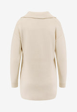 Elisabetta Franchi Wool-Blend V-neck Sweater Cream MK06S56E2DZ9_Milk_29840098