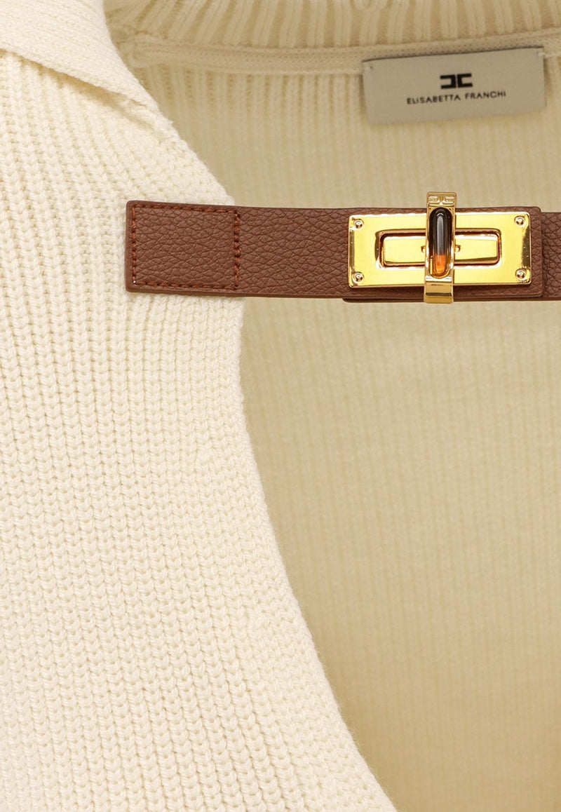 Elisabetta Franchi Wool-Blend V-neck Sweater Cream MK06S56E2DZ9_Milk_29840098