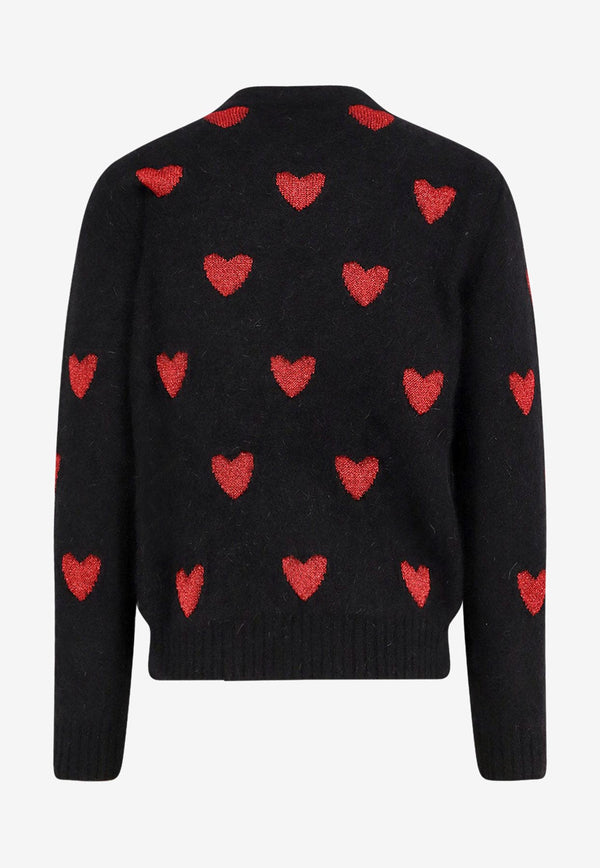 Valentino Heart Jacquard Mohair Sweater Black 7V3KC34QB0T0NR_Black_29841586