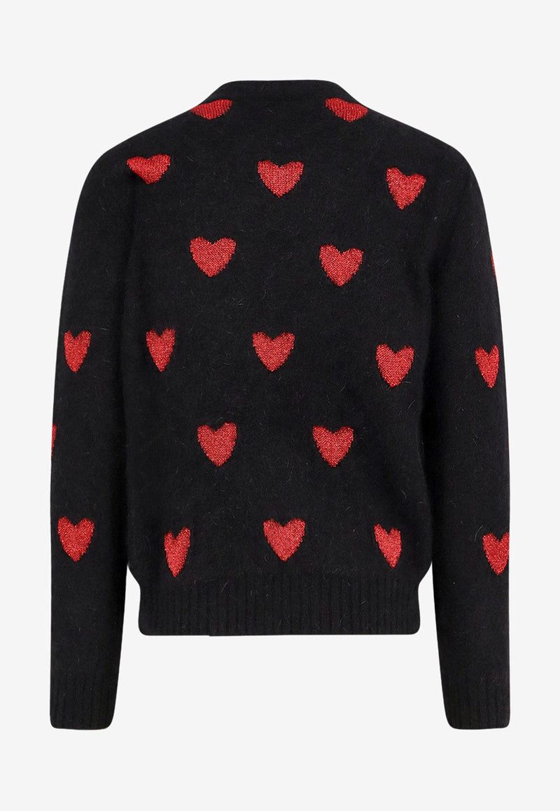 Valentino Heart Jacquard Mohair Sweater Black 7V3KC34QB0T0NR_Black_29841586