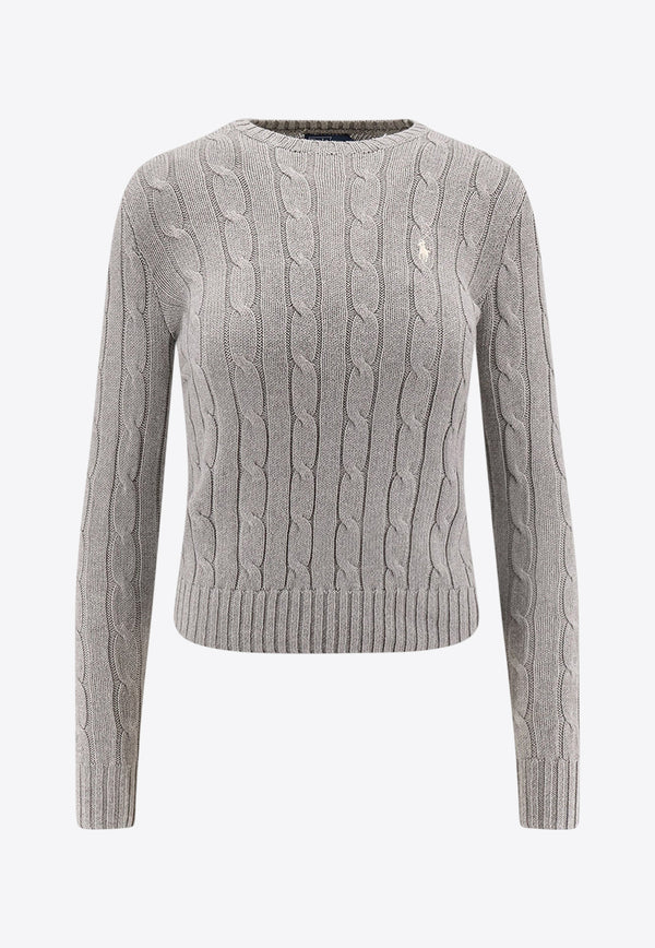 Polo Ralph Lauren Cable Knit Logo Sweater Gray 211971795001_FAWN GRAY HEATHER_29844235
