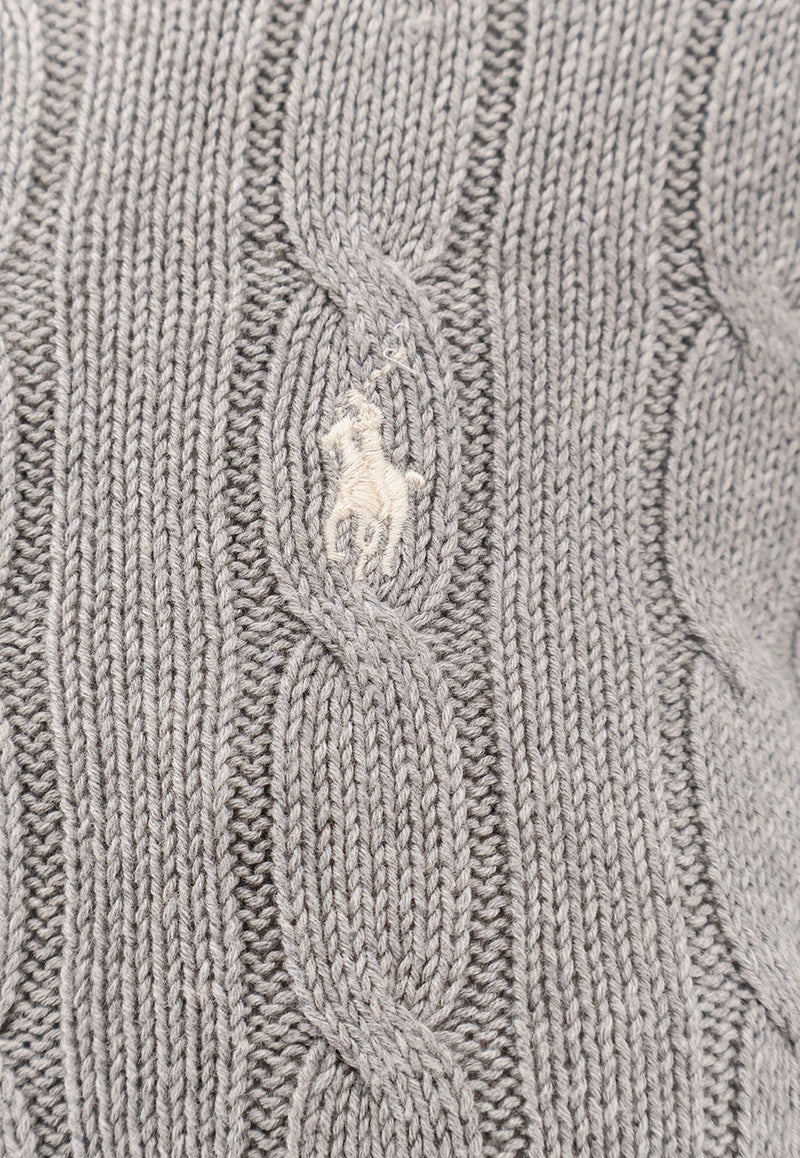 Polo Ralph Lauren Cable Knit Logo Sweater Gray 211971795001_FAWN GRAY HEATHER_29844235
