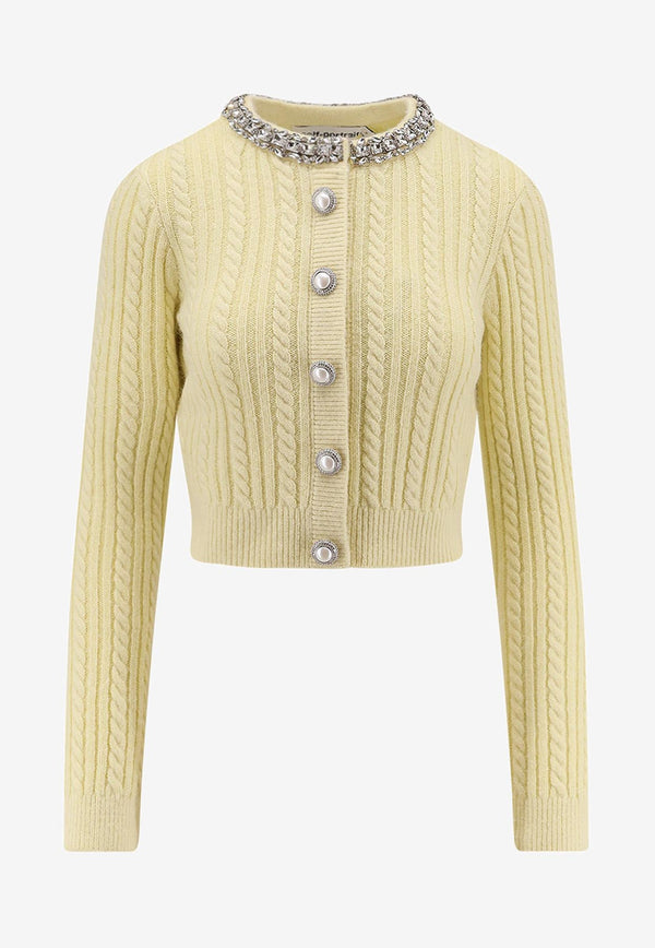 Self-Portrait Embellished Cropped Cardigan Yellow AW25121CAYYELLOW_Yellow_29840765
