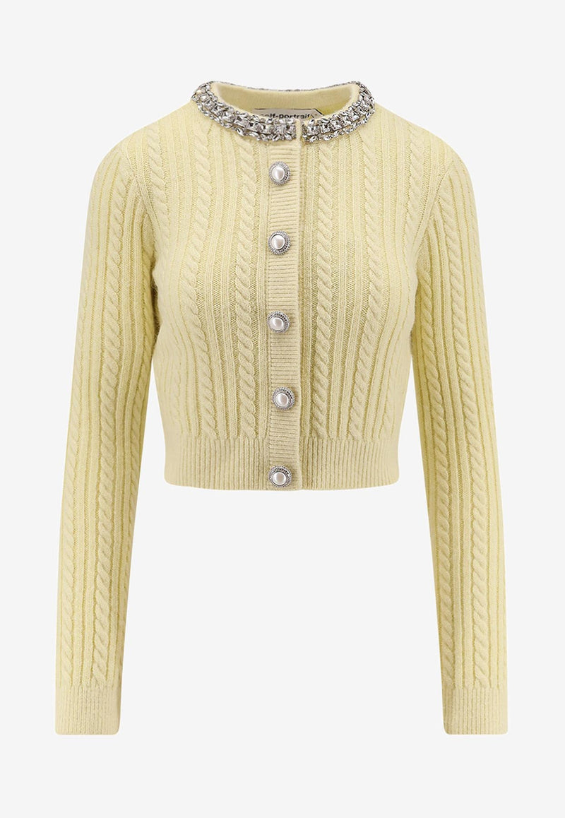 Self-Portrait Embellished Cropped Cardigan Yellow AW25121CAYYELLOW_Yellow_29840765