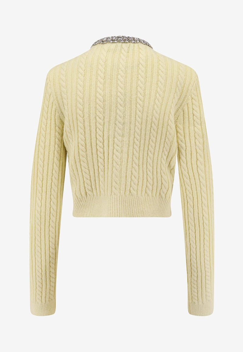 Self-Portrait Embellished Cropped Cardigan Yellow AW25121CAYYELLOW_Yellow_29840765