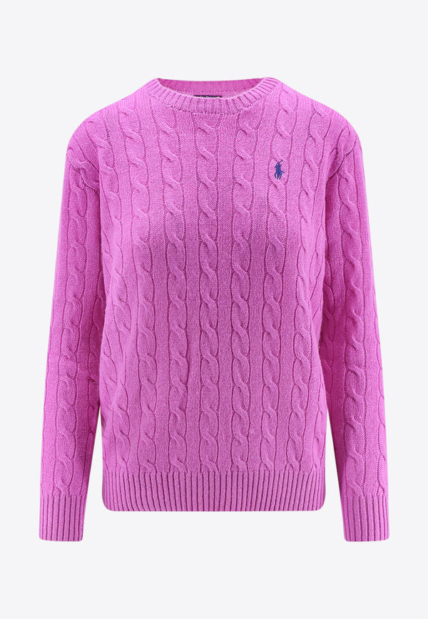 Polo Ralph Lauren Cable Knit Logo Sweater Purple 211972115003_FIG PURPLE_29843312