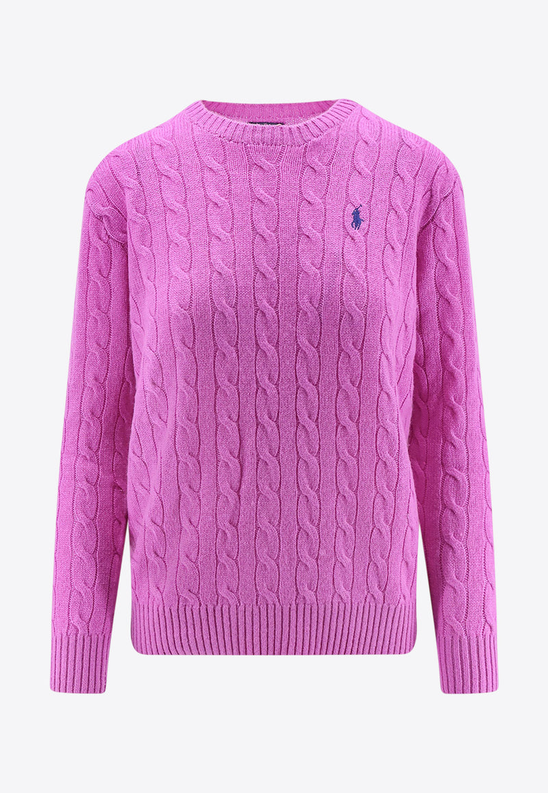 Polo Ralph Lauren Cable Knit Logo Sweater Purple 211972115003_FIG PURPLE_29843312