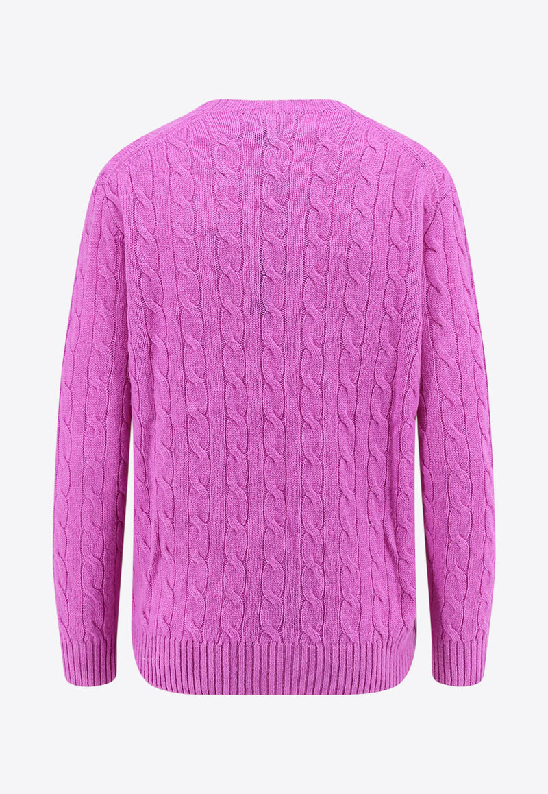 Polo Ralph Lauren Cable Knit Logo Sweater Purple 211972115003_FIG PURPLE_29843312