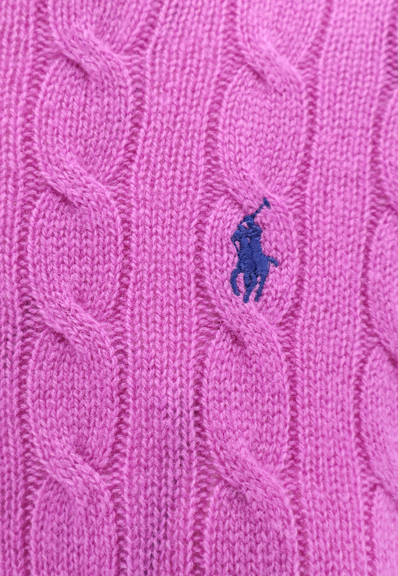 Polo Ralph Lauren Cable Knit Logo Sweater Purple 211972115003_FIG PURPLE_29843312