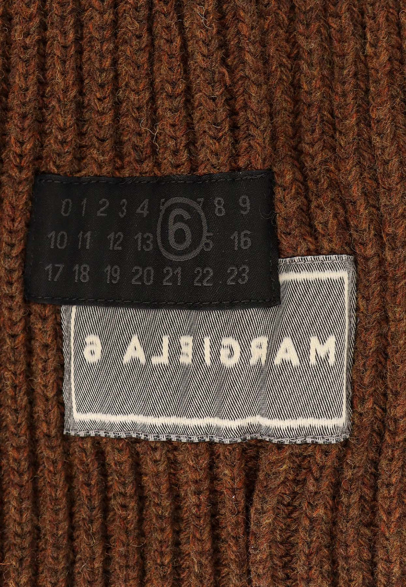 MM6 Maison Margiela Numeric Distressed Wool  Balaclava Brown S52TB0008M13138142M_Brown melange_29842118