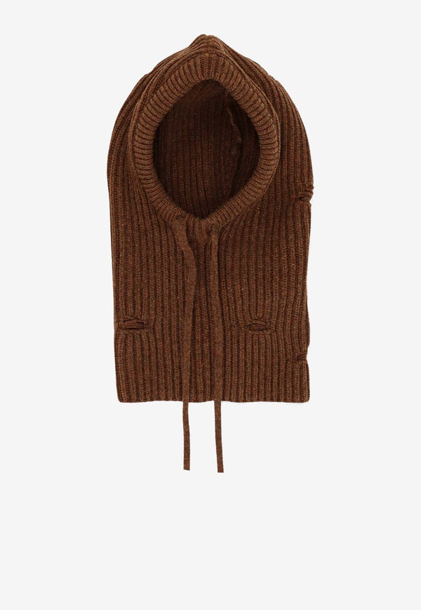 MM6 Maison Margiela Numeric Distressed Wool  Balaclava Brown S52TB0008M13138142M_Brown melange_29842118