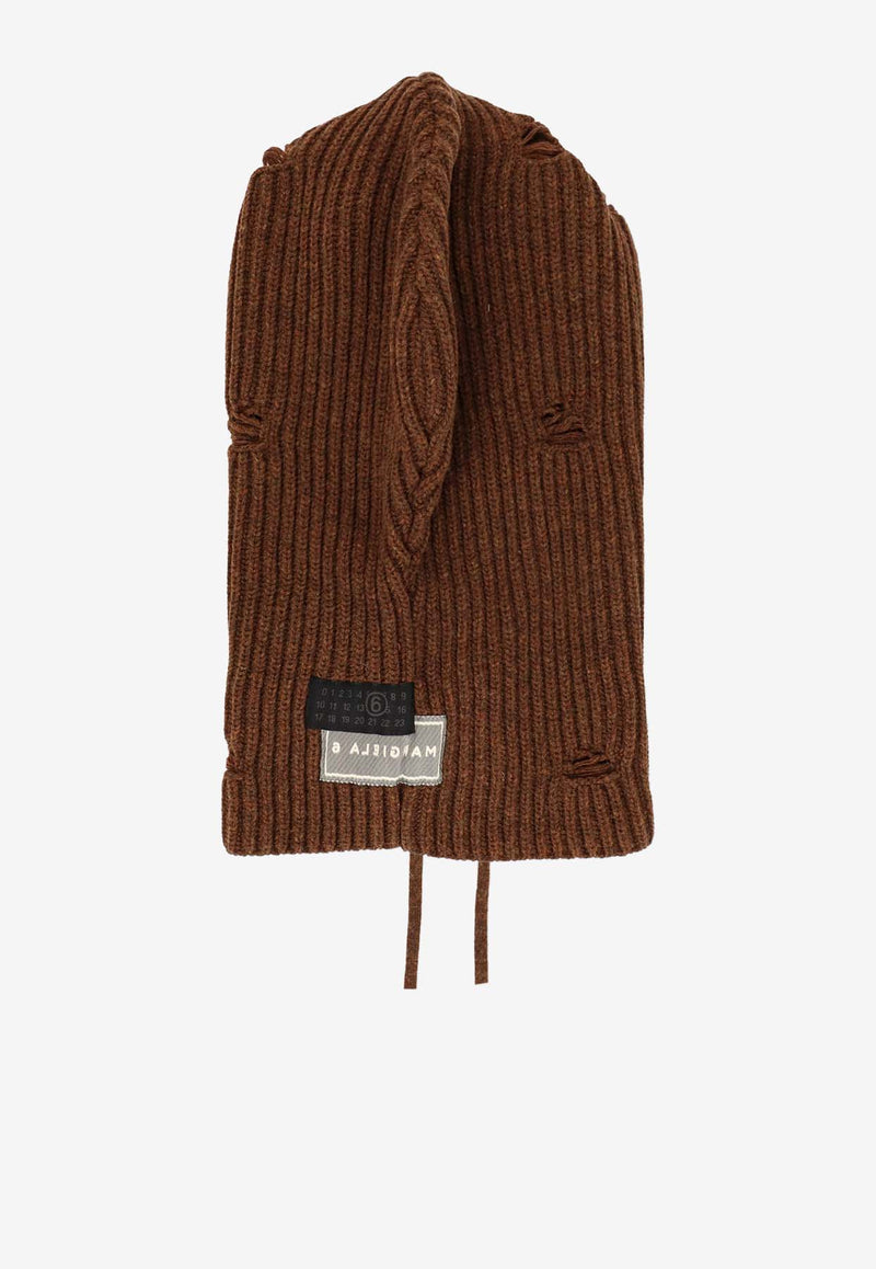 MM6 Maison Margiela Numeric Distressed Wool  Balaclava Brown S52TB0008M13138142M_Brown melange_29842118