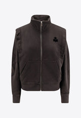 Isabel Marant Etoile Madilia Zip-Up Logo Sweatshirt Black SW0159FAA1M07E02FK_FADED BLACK_29839904
