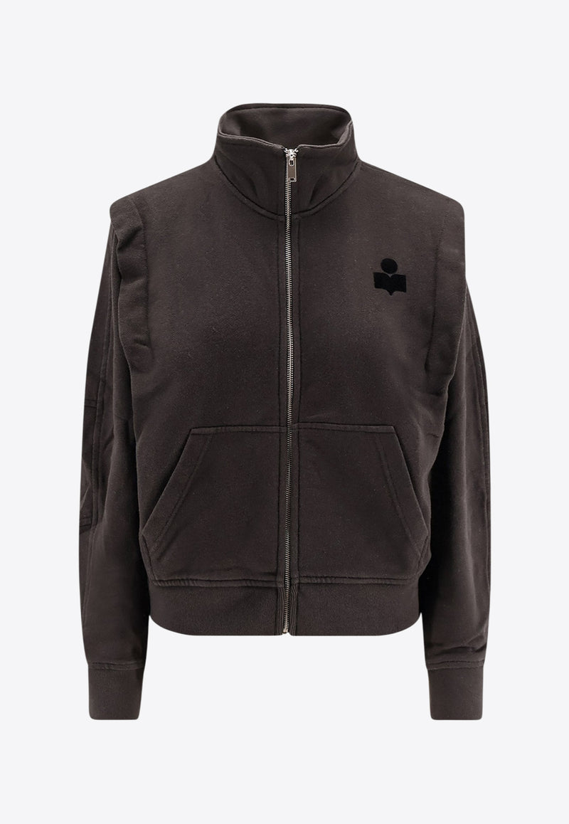 Isabel Marant Etoile Madilia Zip-Up Logo Sweatshirt Black SW0159FAA1M07E02FK_FADED BLACK_29839904