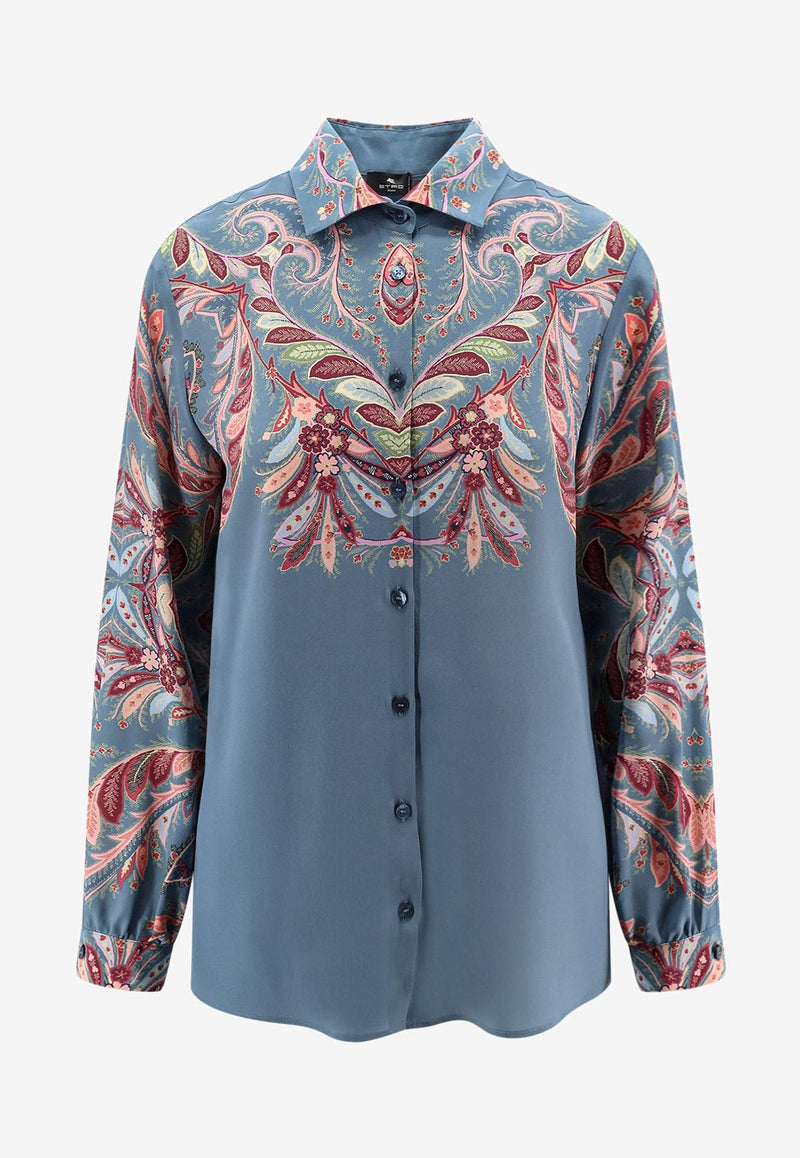 Etro Paisley Print Crepe De Chine Long-Sleeved Shirt Multicolor WRIA0019AKA37X0884_Clear Blue_29842032