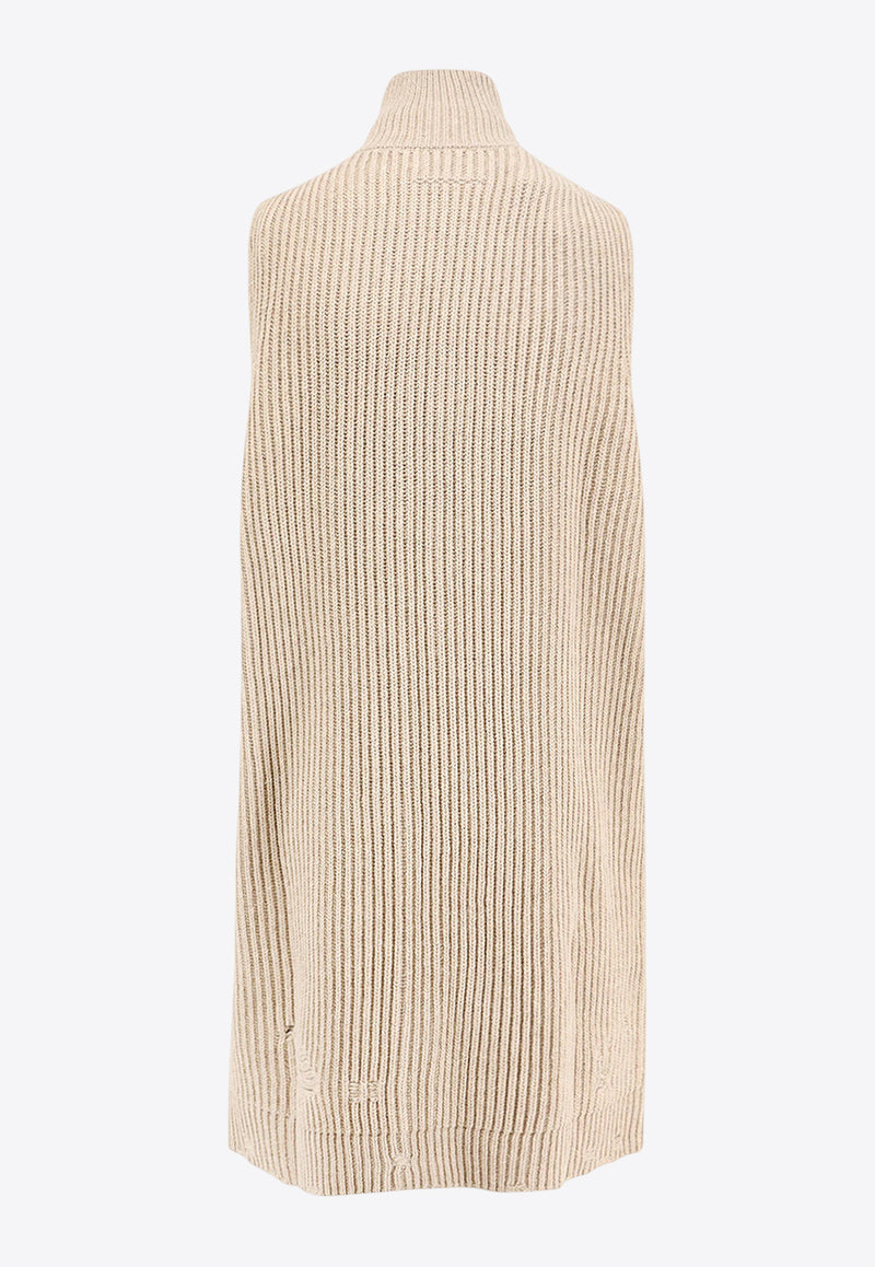 MM6 Maison Margiela Zip-Up High-Neck Knit Top Beige  S52FB0097M13138806M_Beige melange_29839016