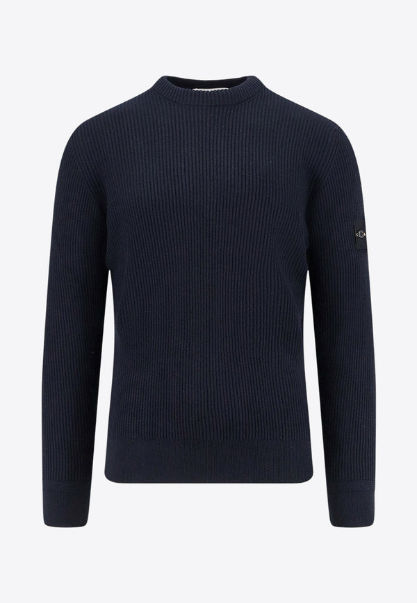 Stone Island Logo Patch Ribbed Sweater Blue K2S155100053S00C2V0020_Blue_29842365